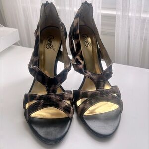 Carlos Heeled Sandals Animal Print/Gold
